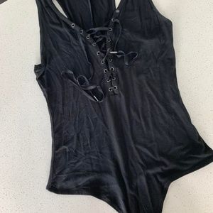Paige Black Lace Up Bodysuit